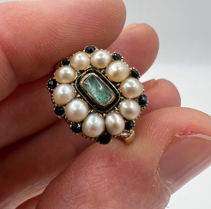 Georgian Pearl Sapphire Gold Ring