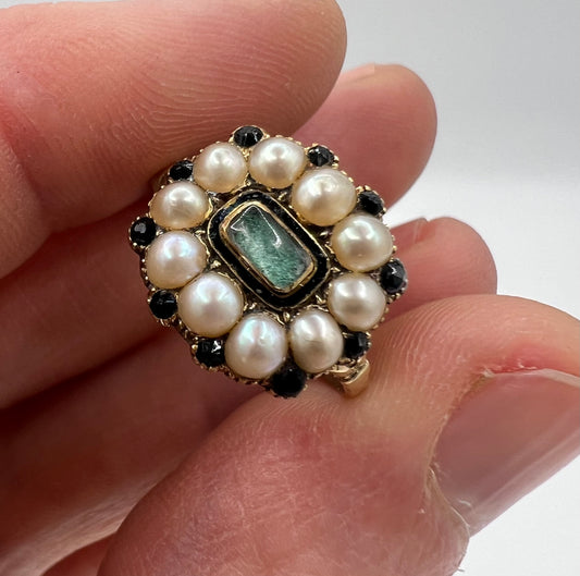 Georgian Pearl Sapphire Gold Ring