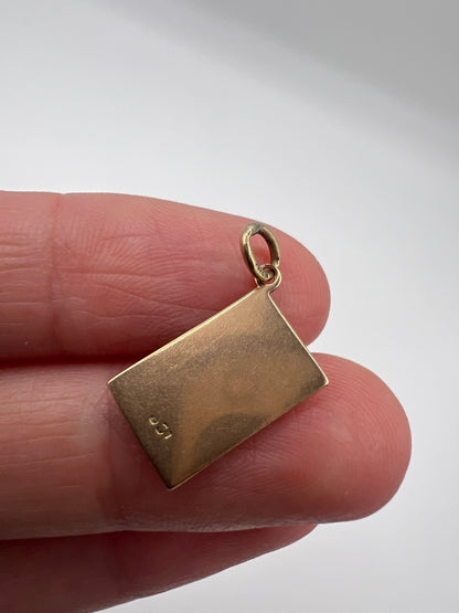 Mrs Smylie Enamel Gold Postcard Charm Pendant Wilmslow and philately Interest