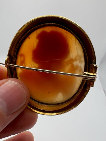 Victorian Cupid Cameo Brooch In 18ct Gold Frame