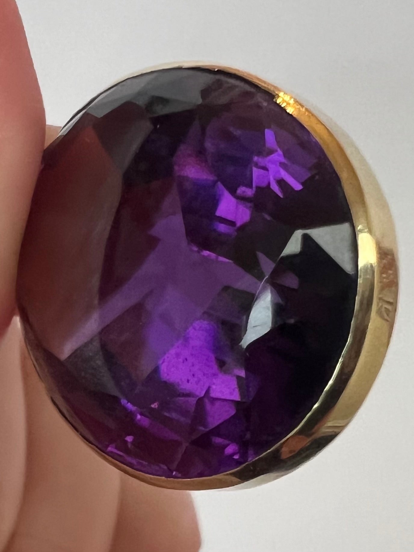 Deep, Silky Purple Siberian Amethyst and Gold Pendant