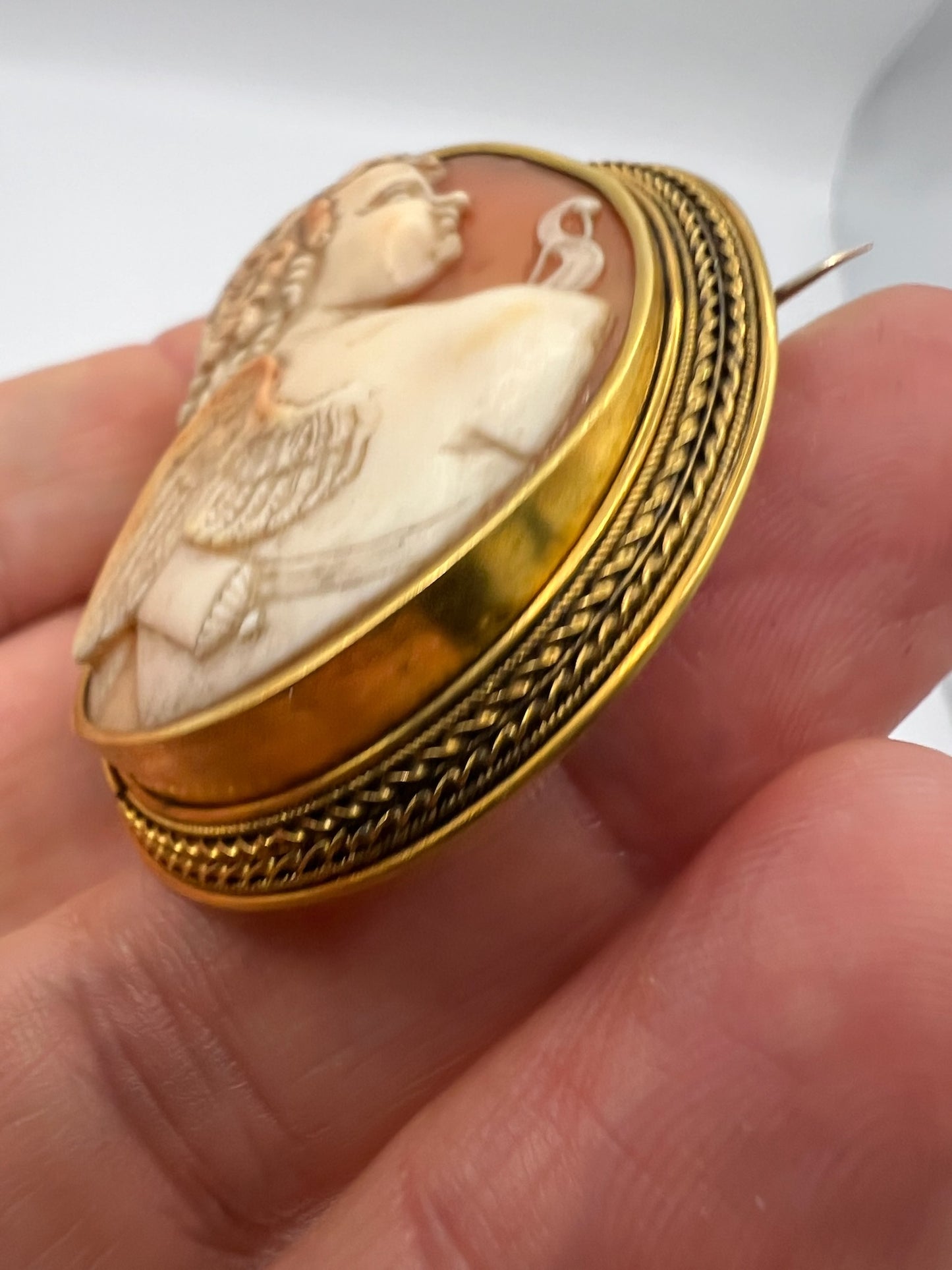 Victorian Cupid Cameo Brooch In 18ct Gold Frame
