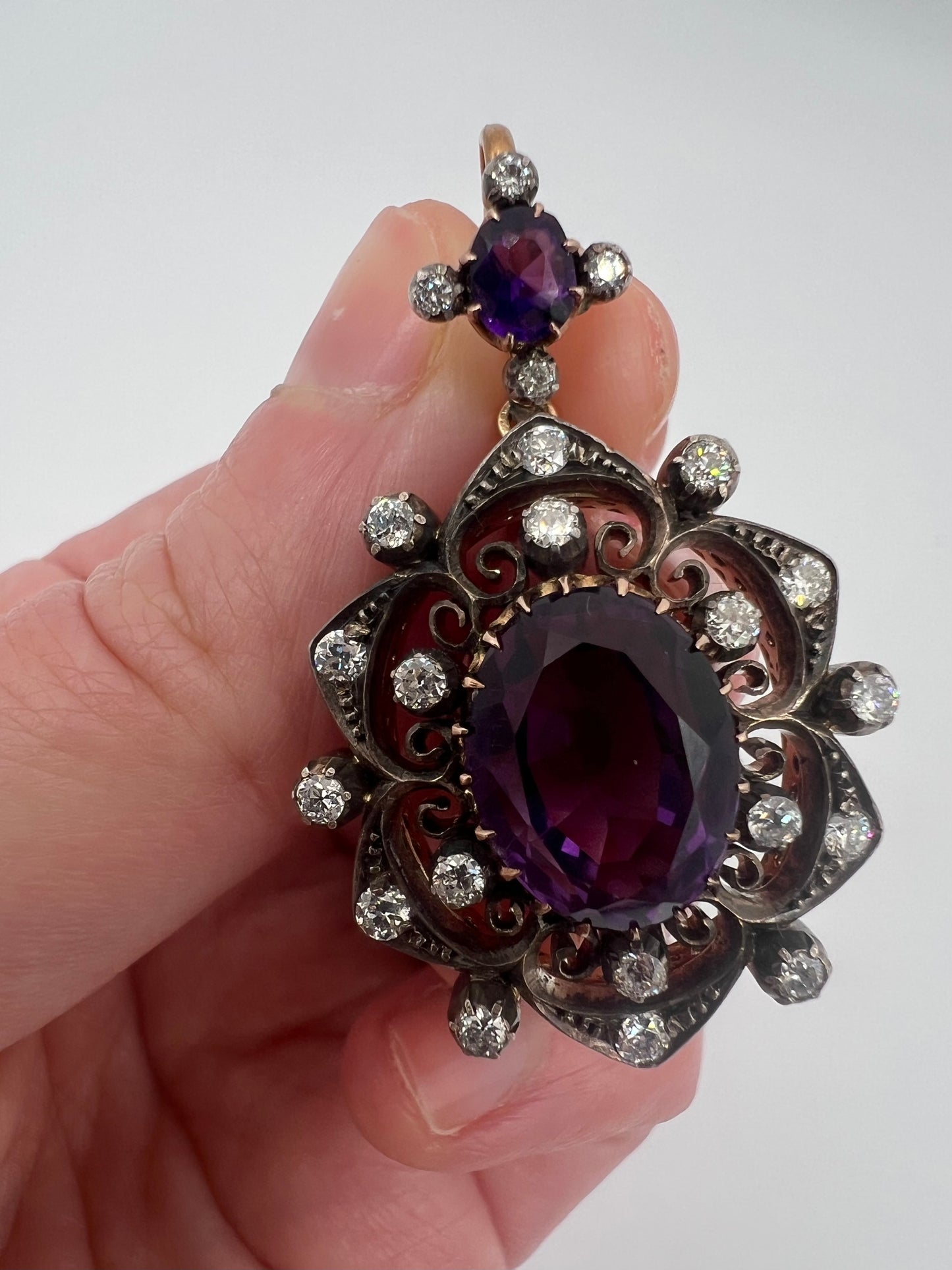 Belle Epoque Amethyst Diamond Pendant