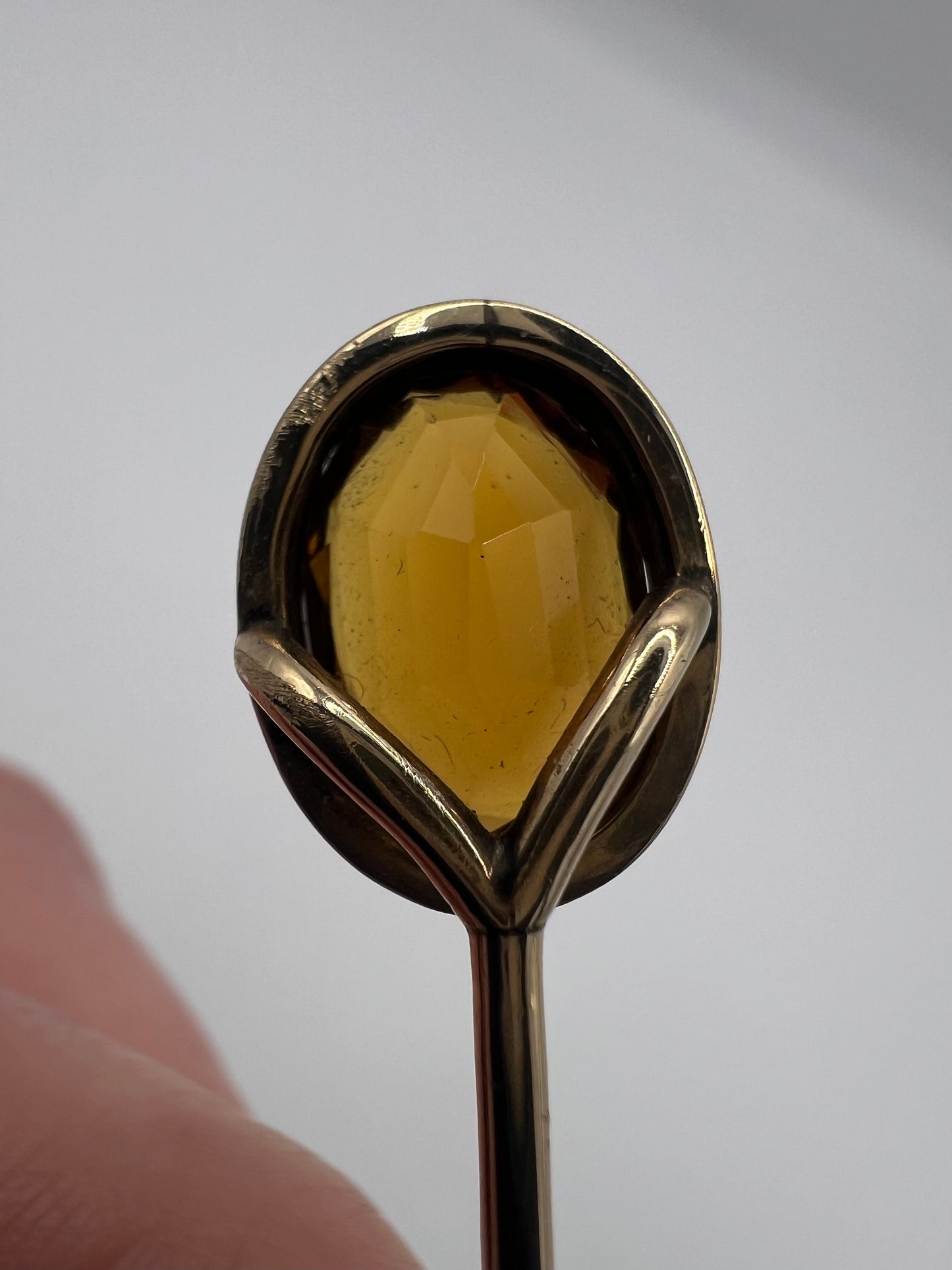 Sparkly Scottish Cairngorm Citrine Gold Stick Pin