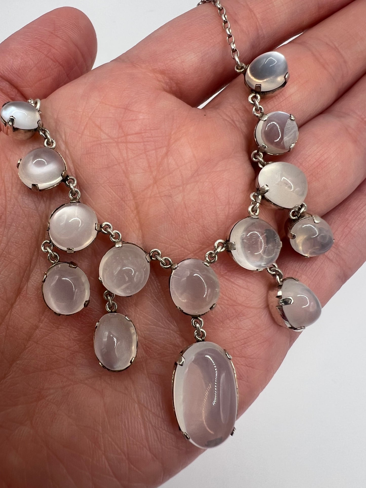Silver Moonstone Festoon Wedding Necklace