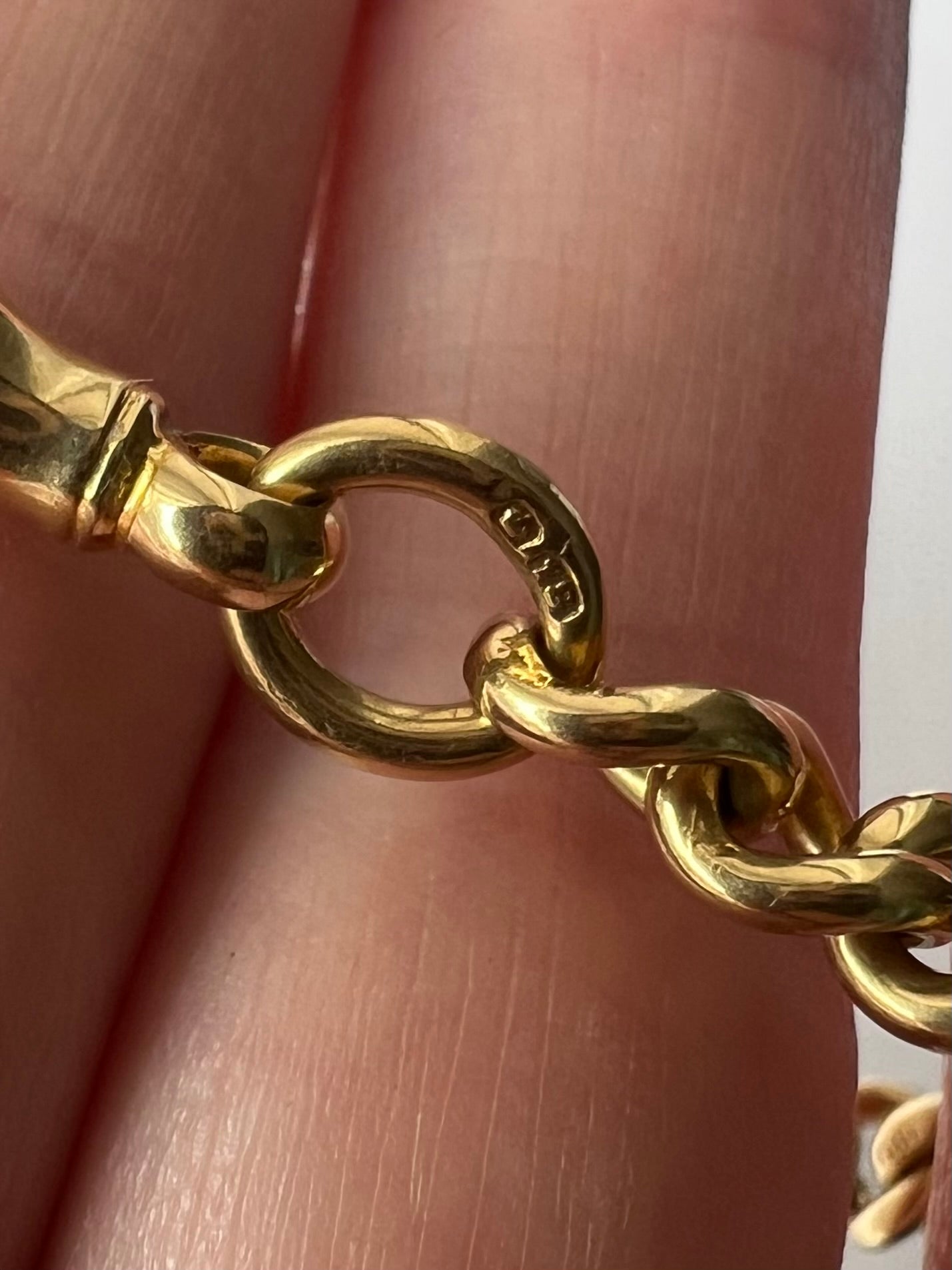 Solid 18ct Gold Heavy Antique Albert Curb Link Bracelet 8" Gents or Ladies