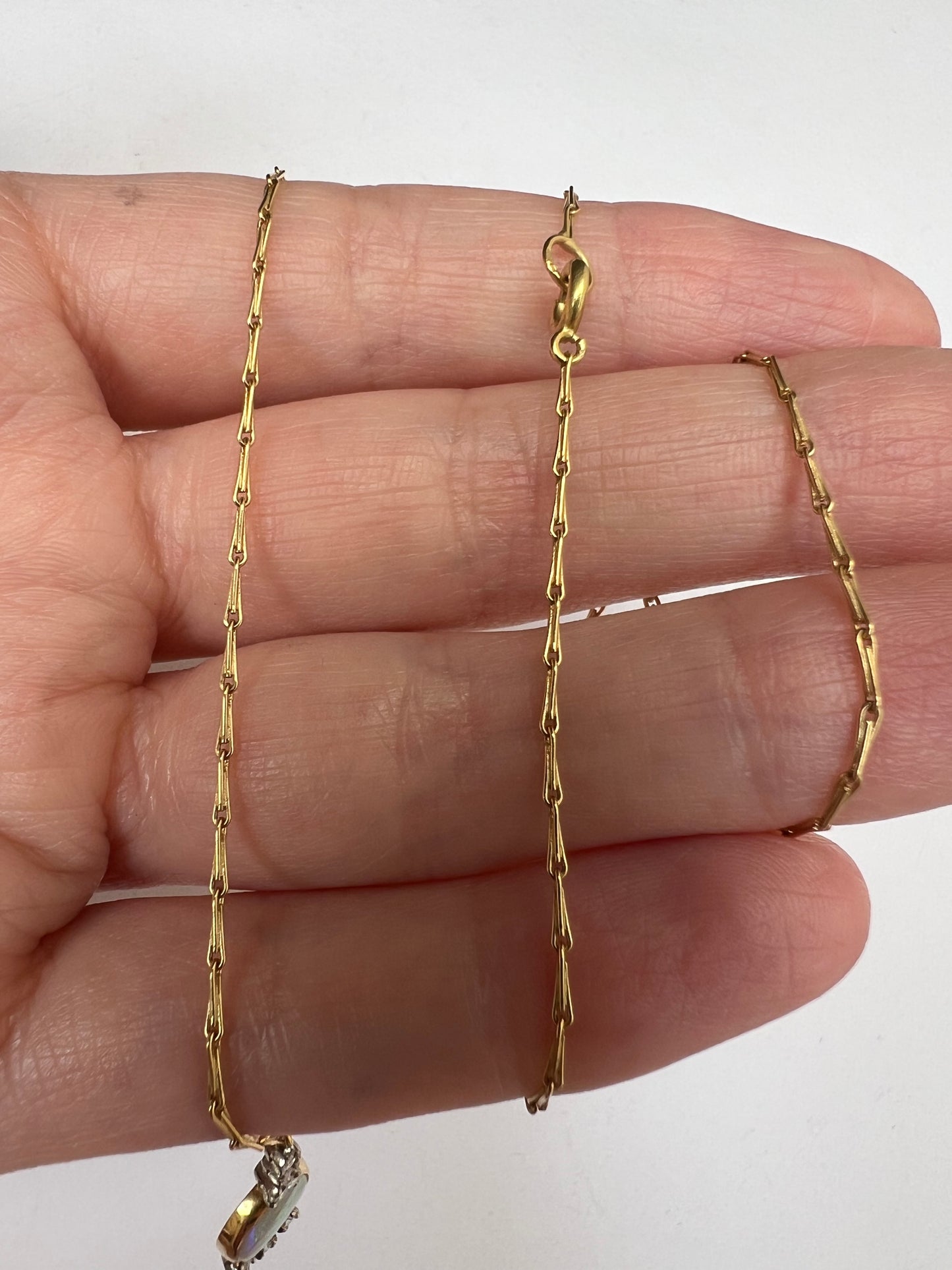 Australian Opal Diamond Pendant and Chain in 18ct Gold