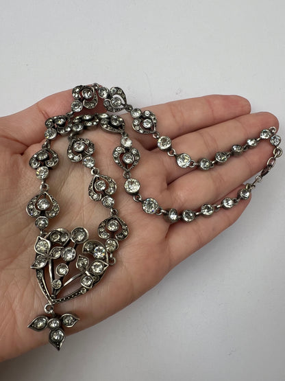 French Antique Silver Paste Necklace