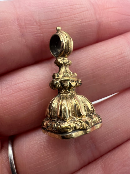 Victorian Chalcedony Gold Cased Milky Fob Seal Pendant