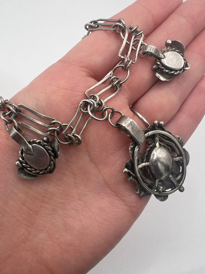 Arts & Crafts Citrine Silver Flower Necklace
