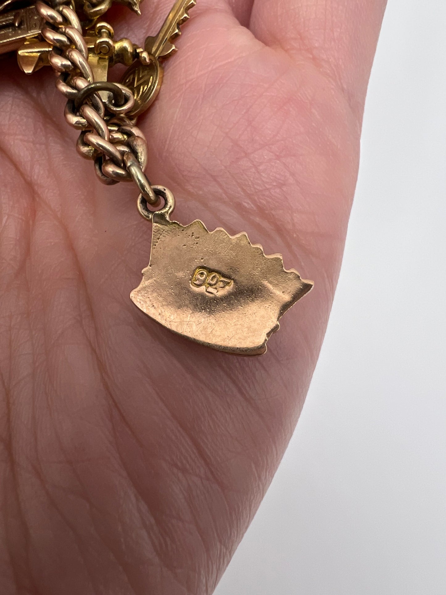 Gold Charm Bracelet With Many Unusual and Rare Charms