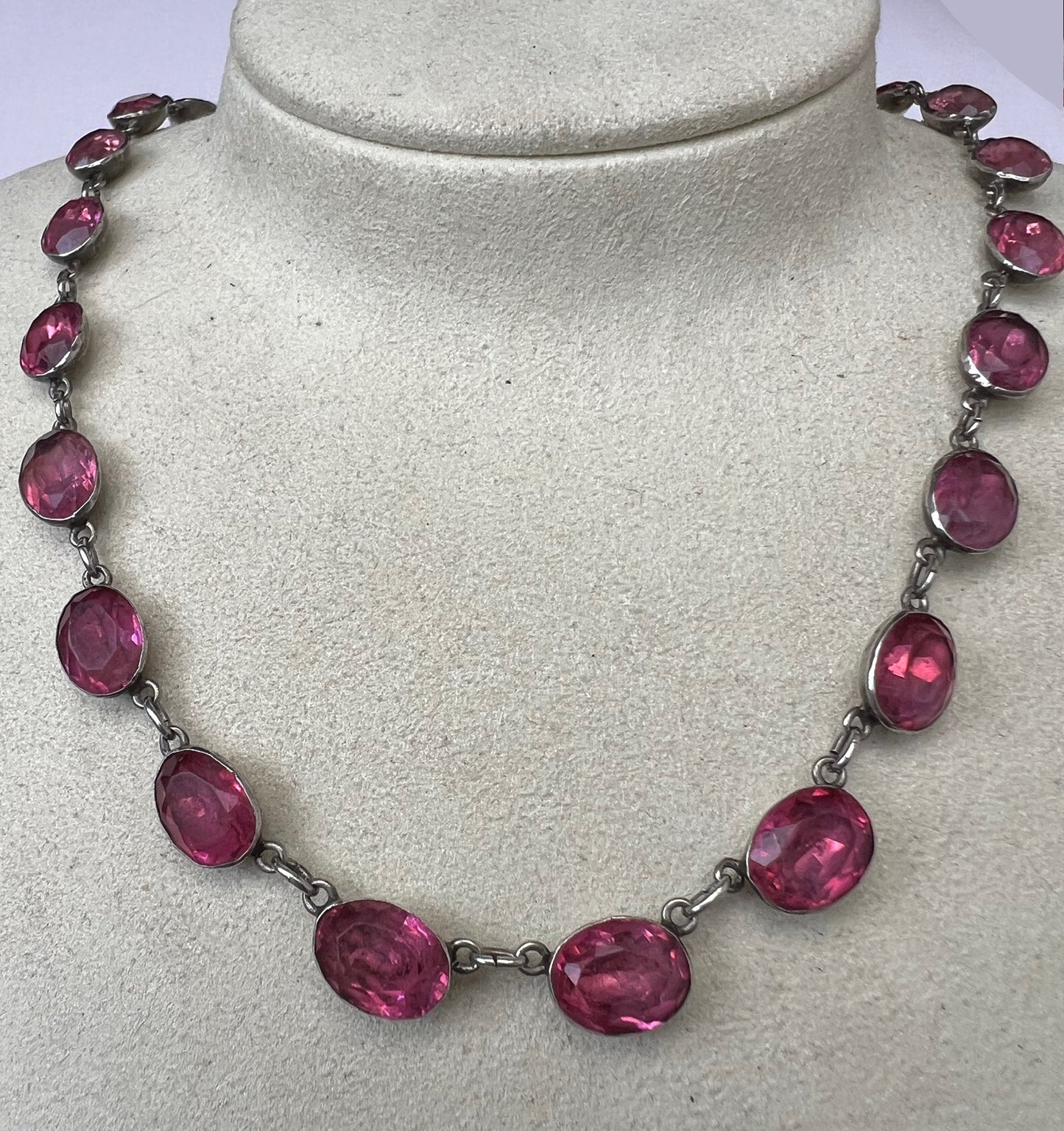 Georgian Paste Silver Pink Riviere Necklace