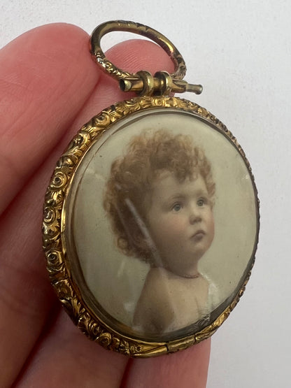 Super Sweet Sentimental Victorian Portrait Miniature Locket