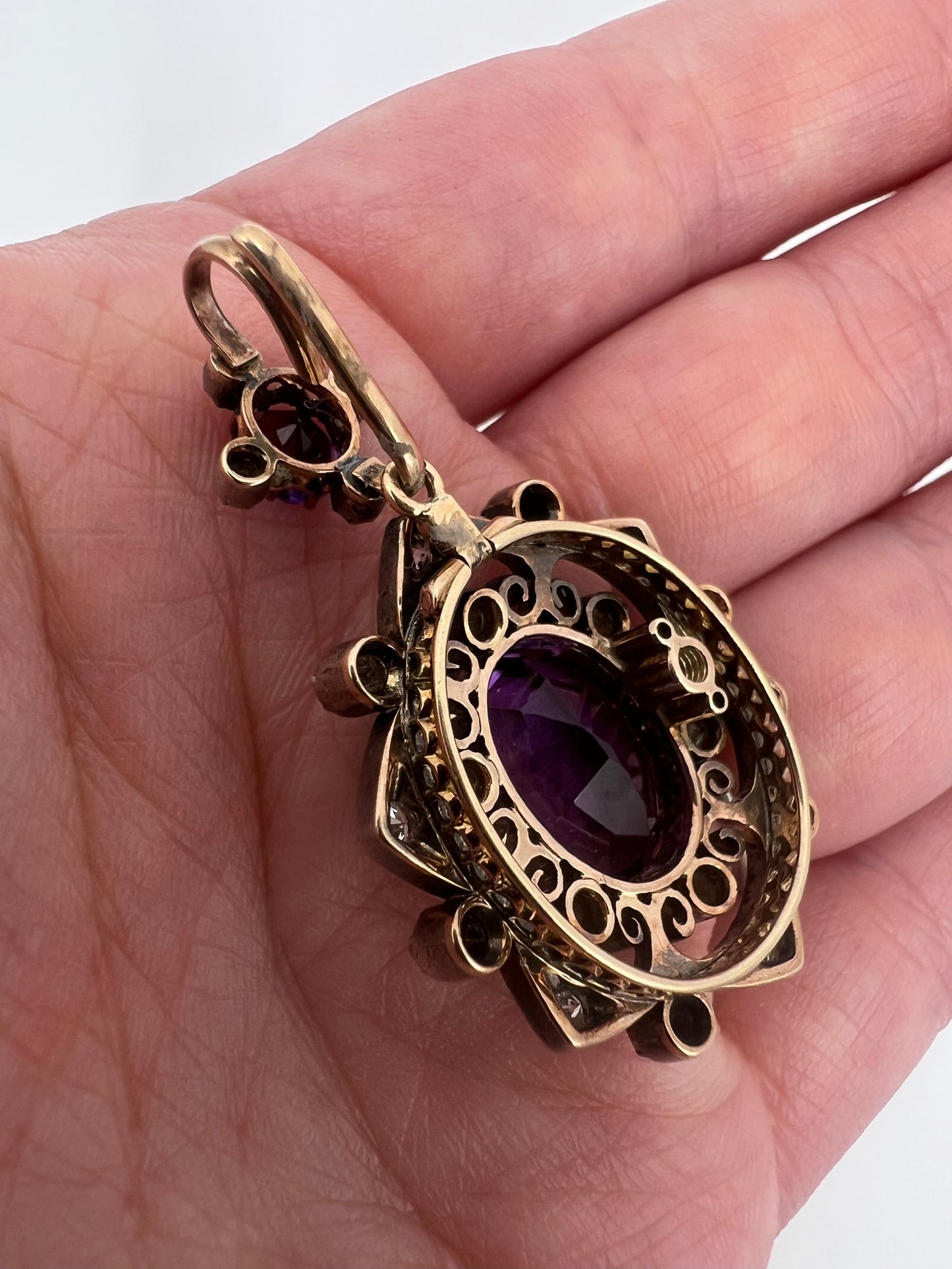 Belle Epoque Amethyst Diamond Pendant