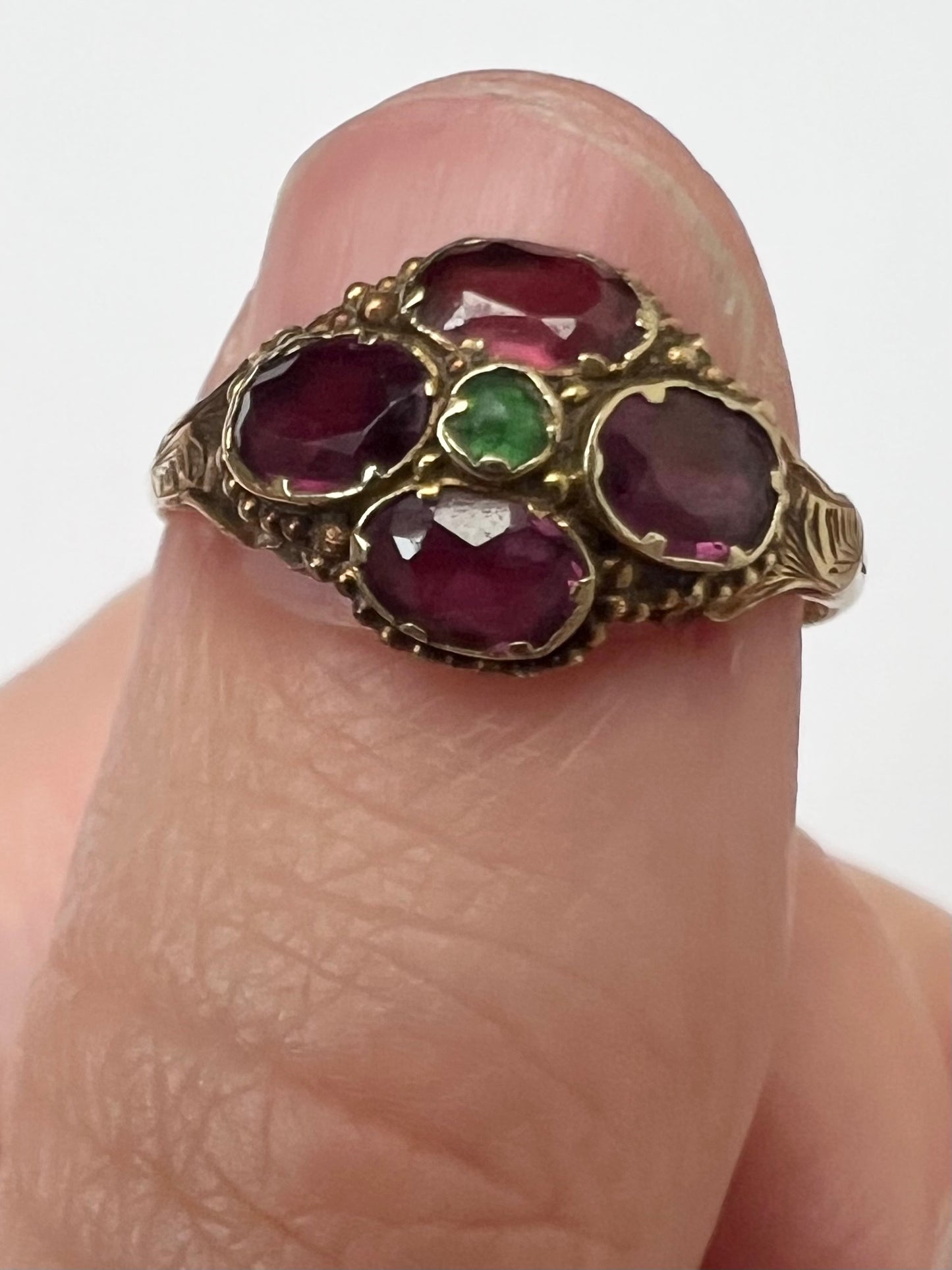Rare 12ct Gold Almandine Purple Garnet Antique Ring