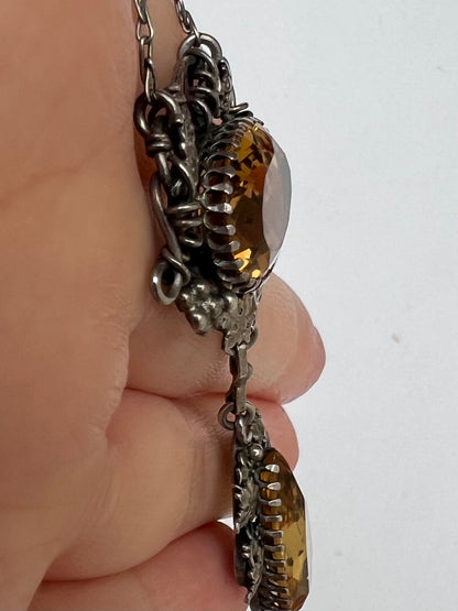 Silver Arts & Crafts Citrine Necklace