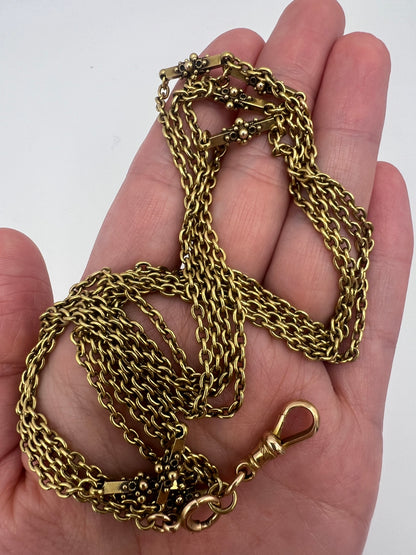 Please ask for price - 59" 15ct Solid Gold Antique Long Muff Chain