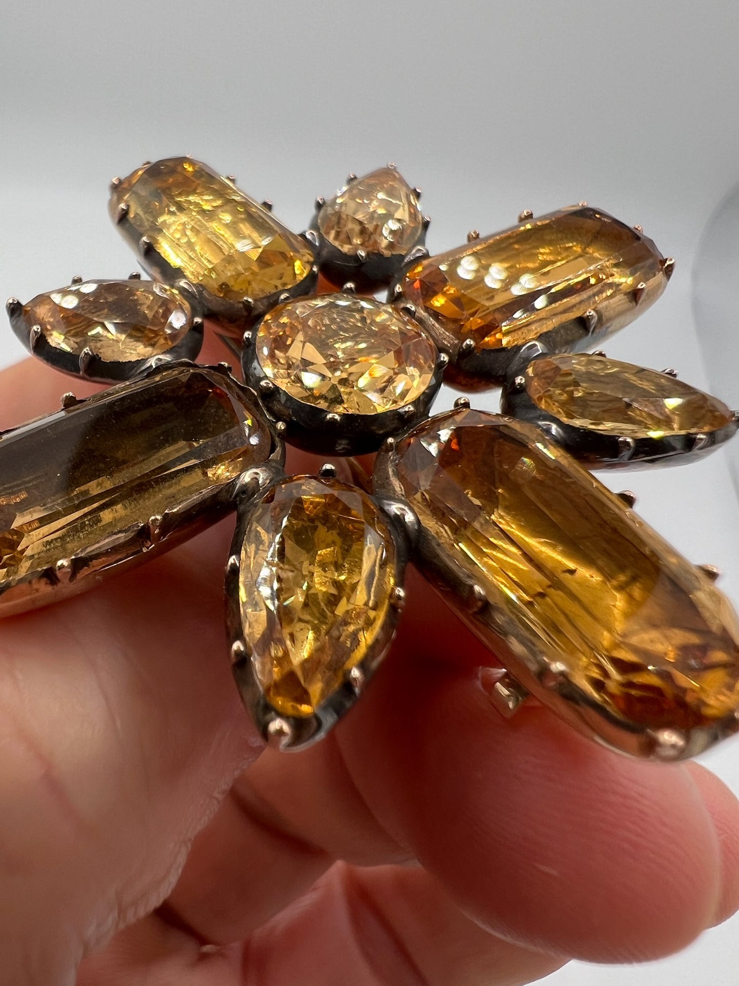 Georgian Golden Imperial Topaz Cruciform Gold Pendant Brooch