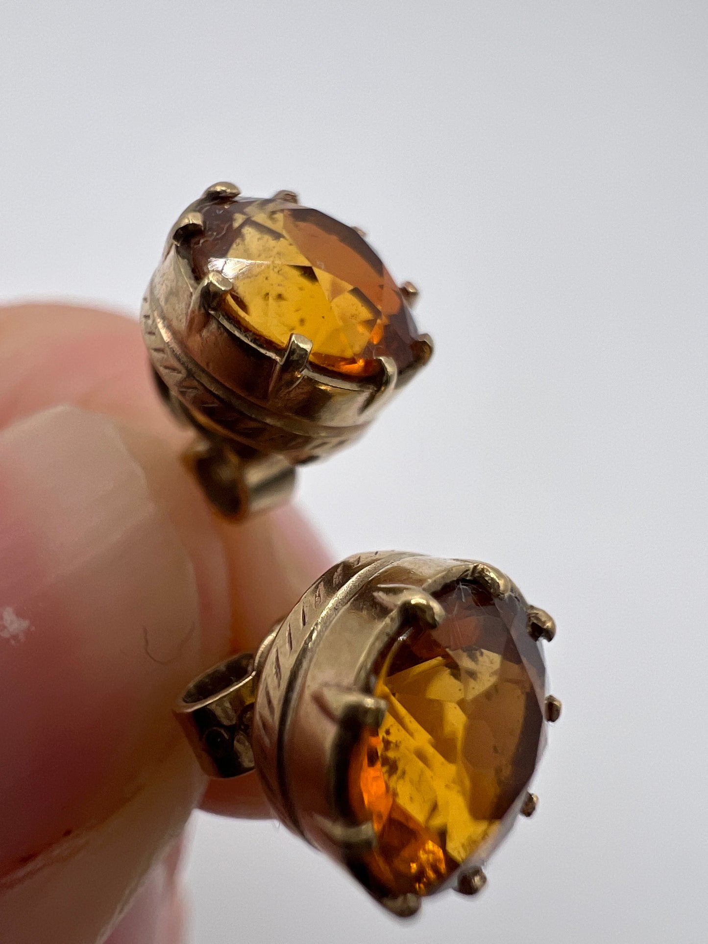 Scottish Cairngorm Gold Citrine Stud Earrings