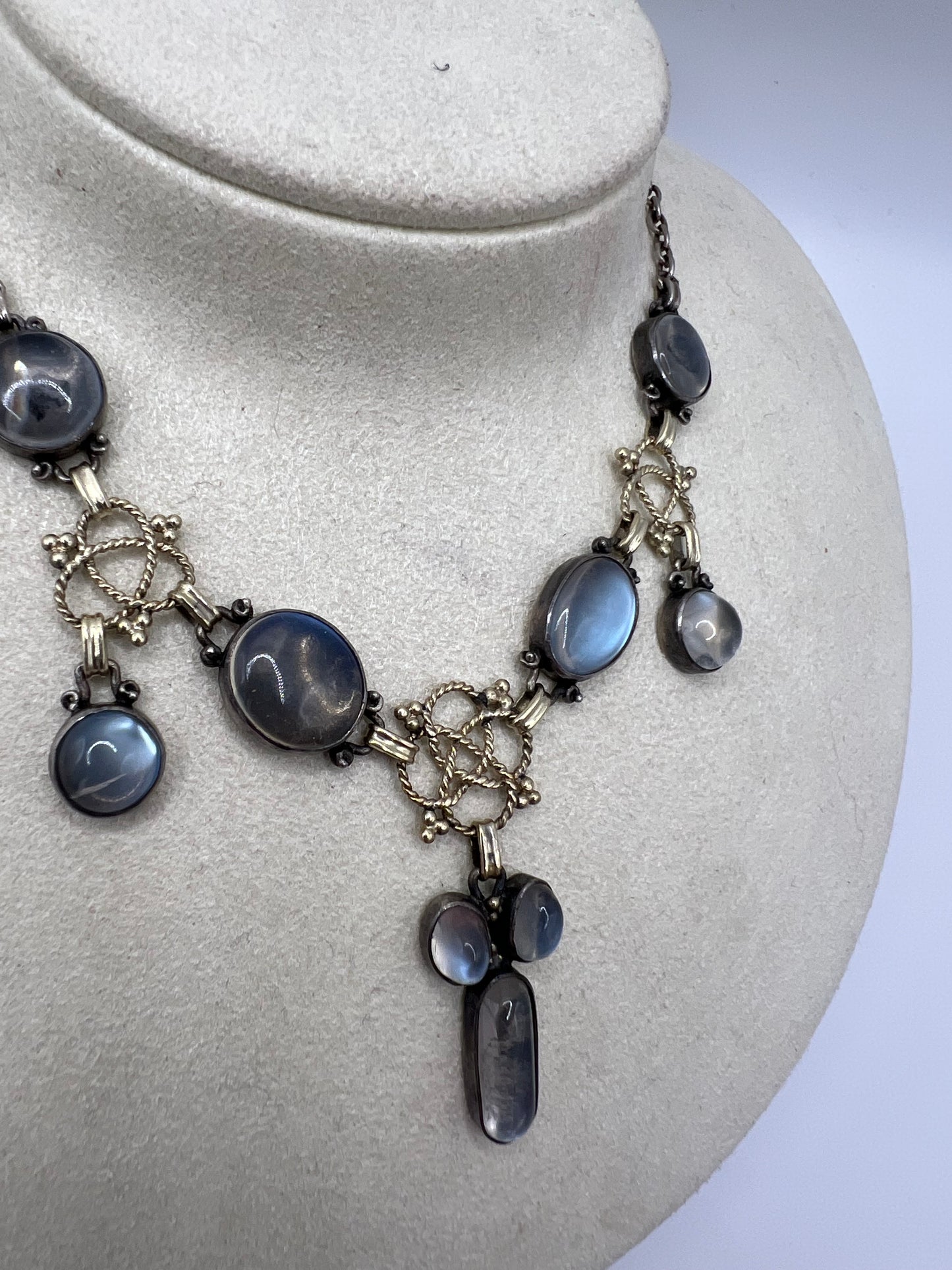 RESERVED Please enquire - Artificer's Guild Silver Moonstone Arts & Crafts Necklace
