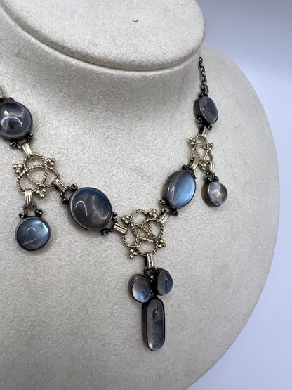 RESERVED Please enquire - Artificer's Guild Silver Moonstone Arts & Crafts Necklace