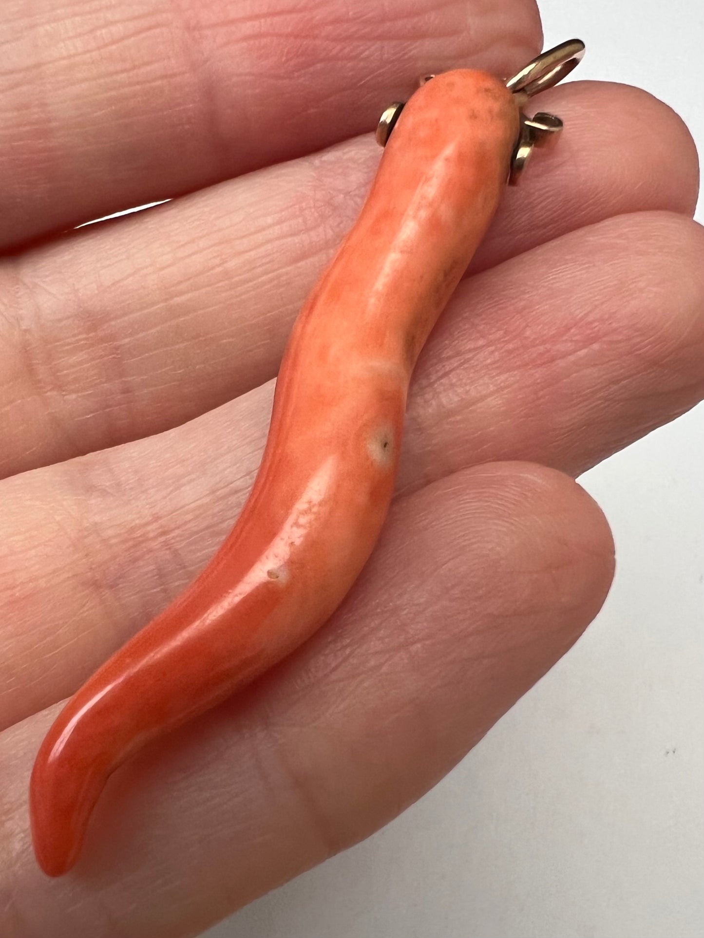 To Ward Off Evil Spirits - Coral Cornicello Talisman Gold Charm Pendant