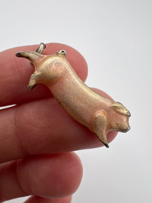 Antique Danish Enamel Piggy Charm