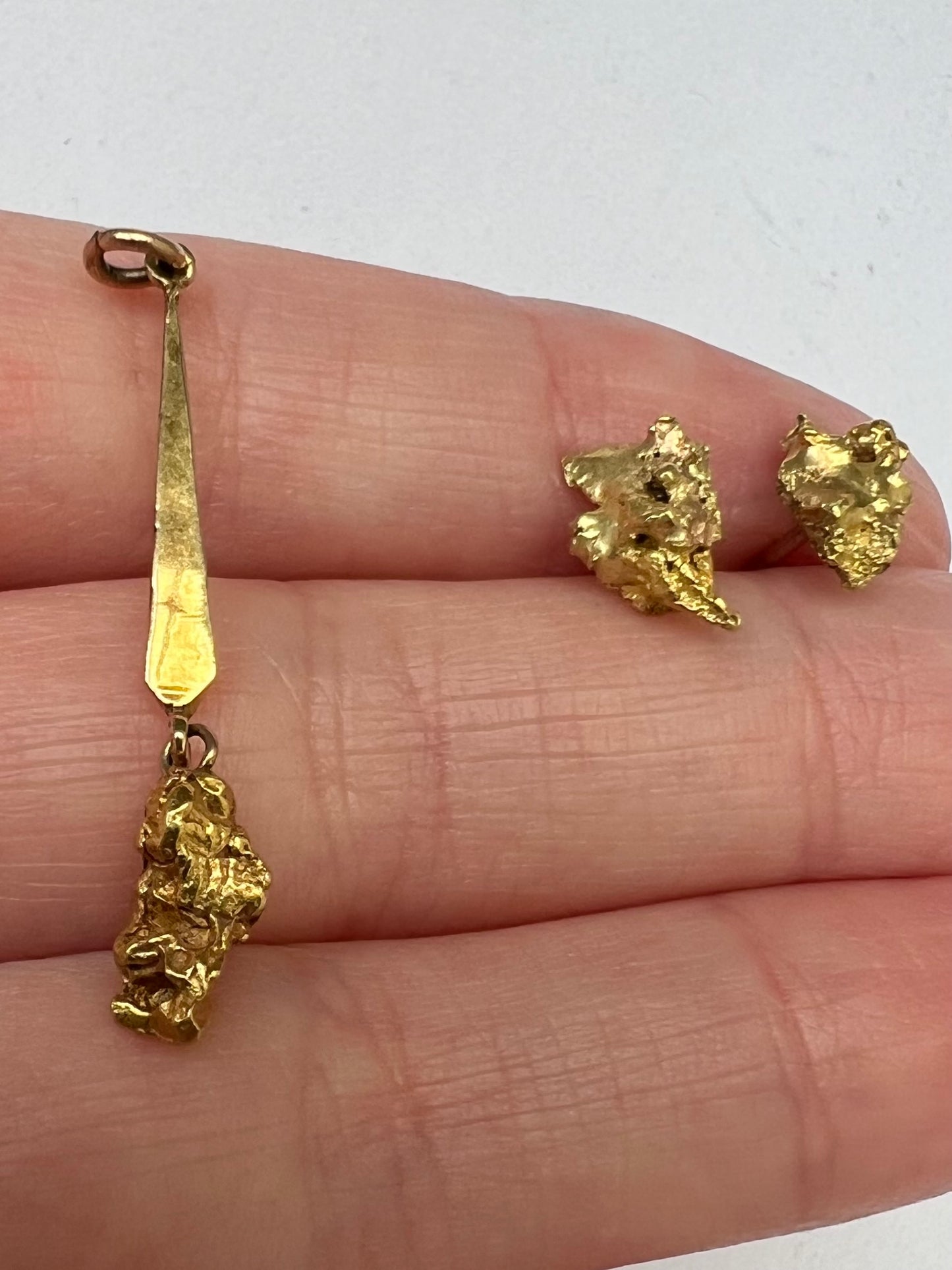 Victorian Goldrush Natural Gold Nugget Set Earrings and Pendant. Reserved- please enquire