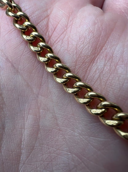 Solid 18ct Gold Heavy Antique Albert Curb Link Bracelet 8" Gents or Ladies