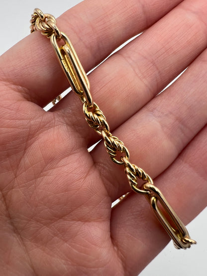 RESERVED - Please enquire for price - 9ct Gold Fancy Link Albert Bracelet With Dog Clip