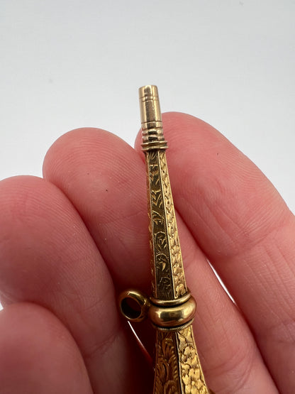 15ct Gold Victorian Watch Key Intaglio Stag Pendant