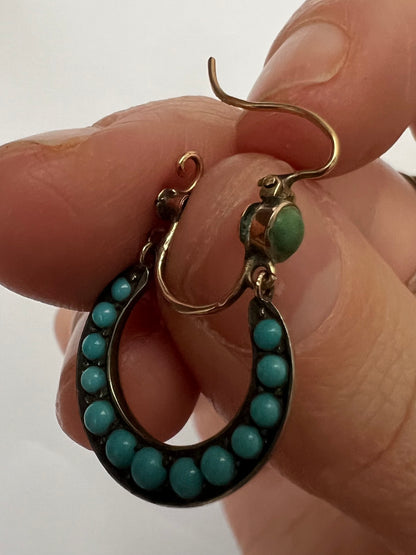 Rose Gold Antique Turquoise Hoop Earrings