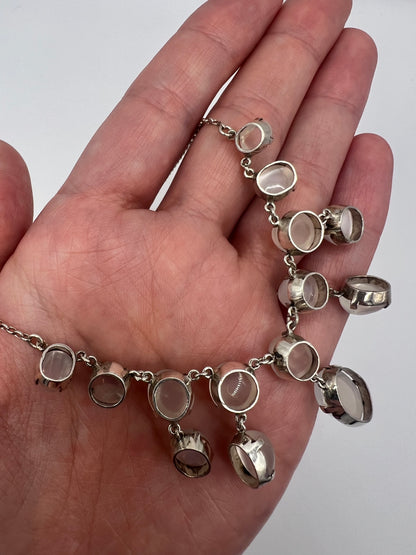 Silver Moonstone Festoon Wedding Necklace