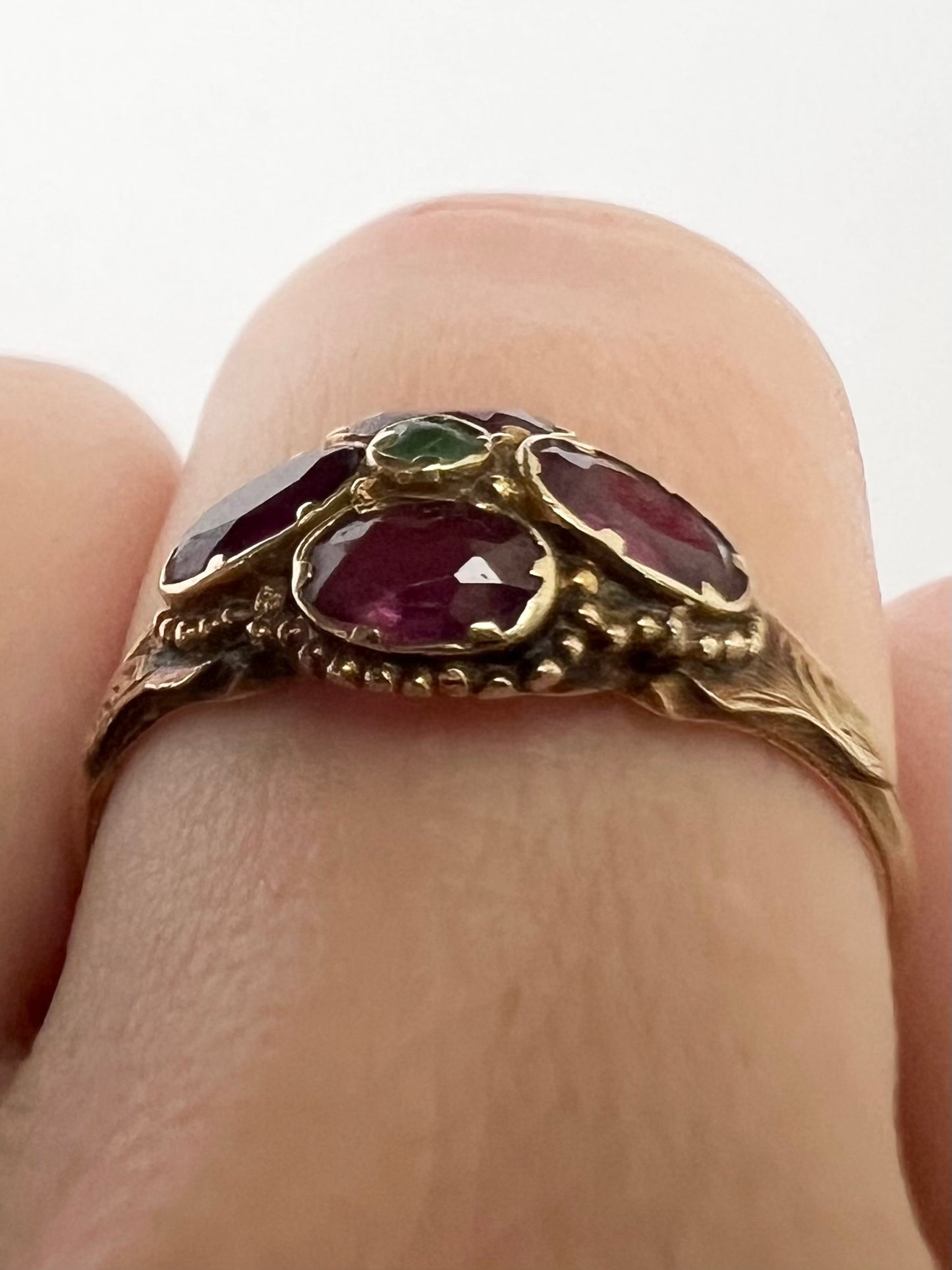 Rare 12ct Gold Almandine Purple Garnet Antique Ring