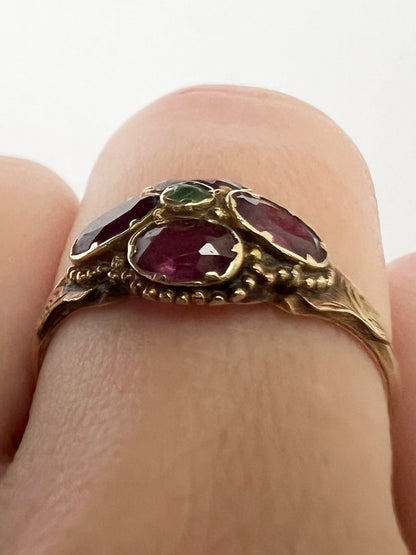 Rare 12ct Gold Almandine Purple Garnet Antique Ring