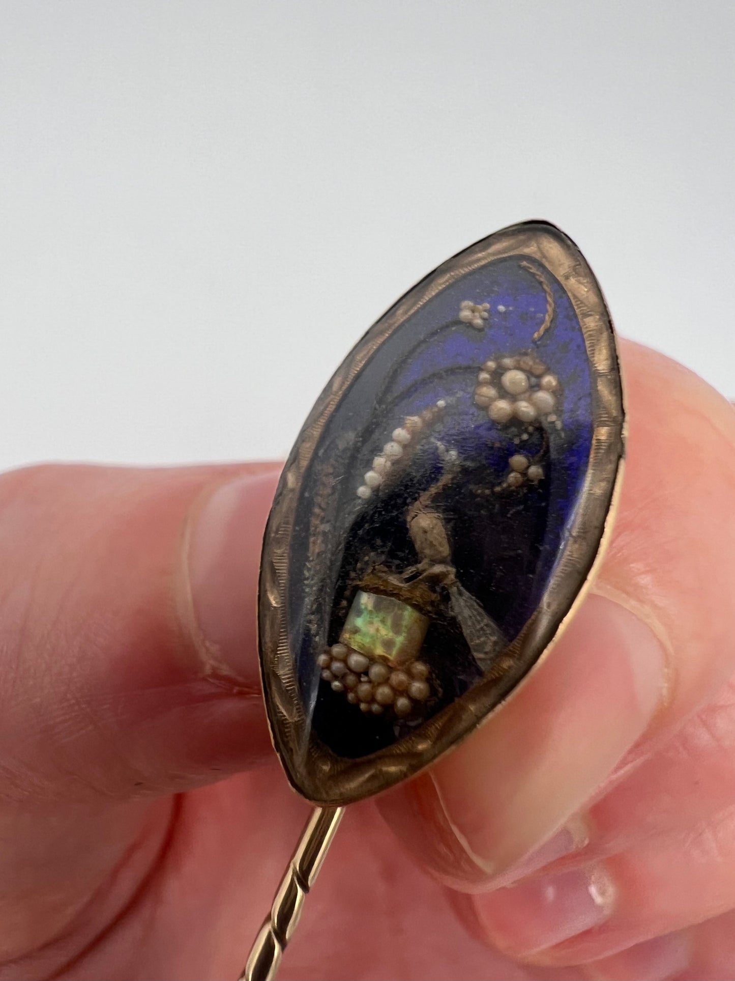 A Miniature Work Of Art! Regency Bird Gold Stick Pin