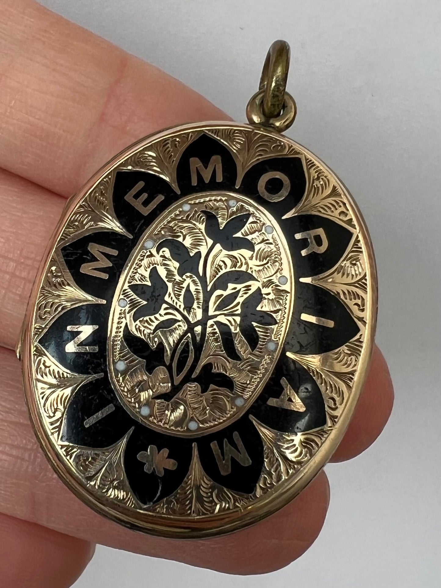 Victorian Gold Enamel In Memoriam Mourning Locket