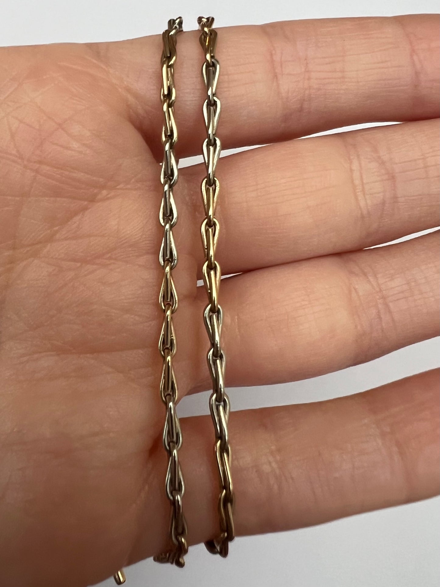 Art Deco 2 Tone Rose White Gold Hayseed Link Albert Watch Chain