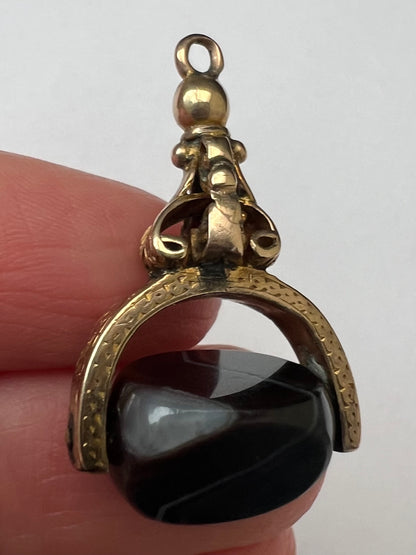 Antique 9ct Gold Fob Spinner Pendant