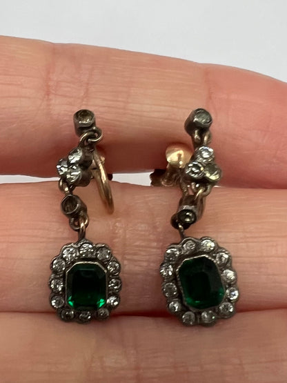 Super Sweet Edwardian Antique Paste Screw Back Earrings
