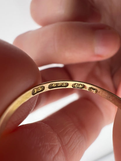 1864 Victorian 15ct Gold Almandine Garnet Emerald Pearl Ring