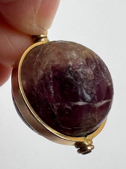 Blue John Derbyshire Feldspar Antique Gold Orb Talisman Pendant