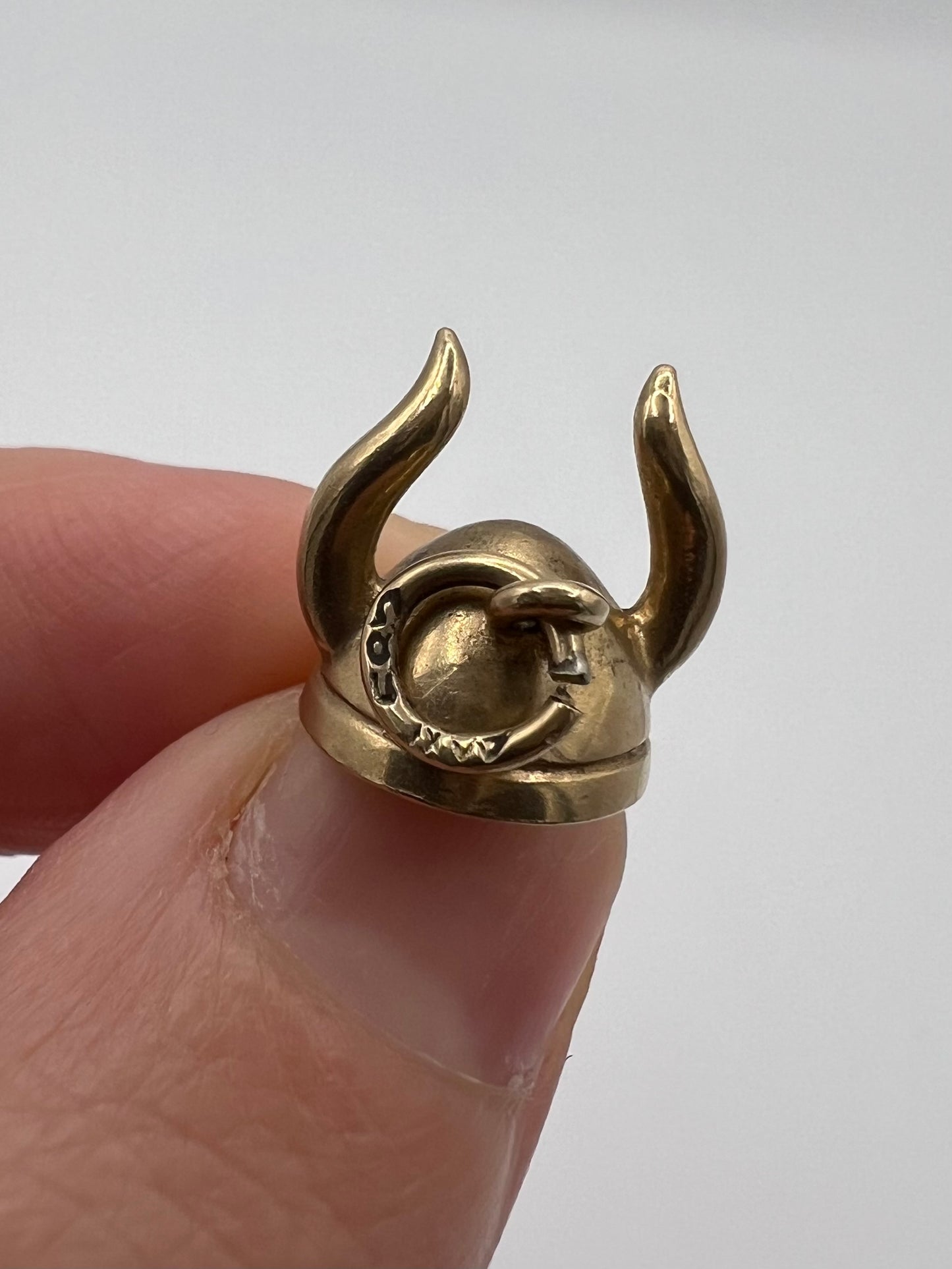 2 Viking Helmet 14ct Gold Antique Charms