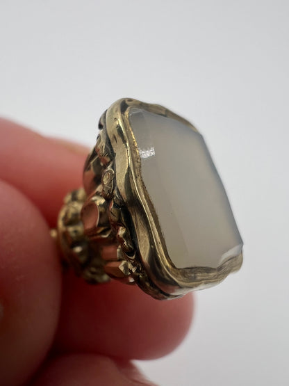 Victorian Chalcedony Gold Cased Milky Fob Seal Pendant