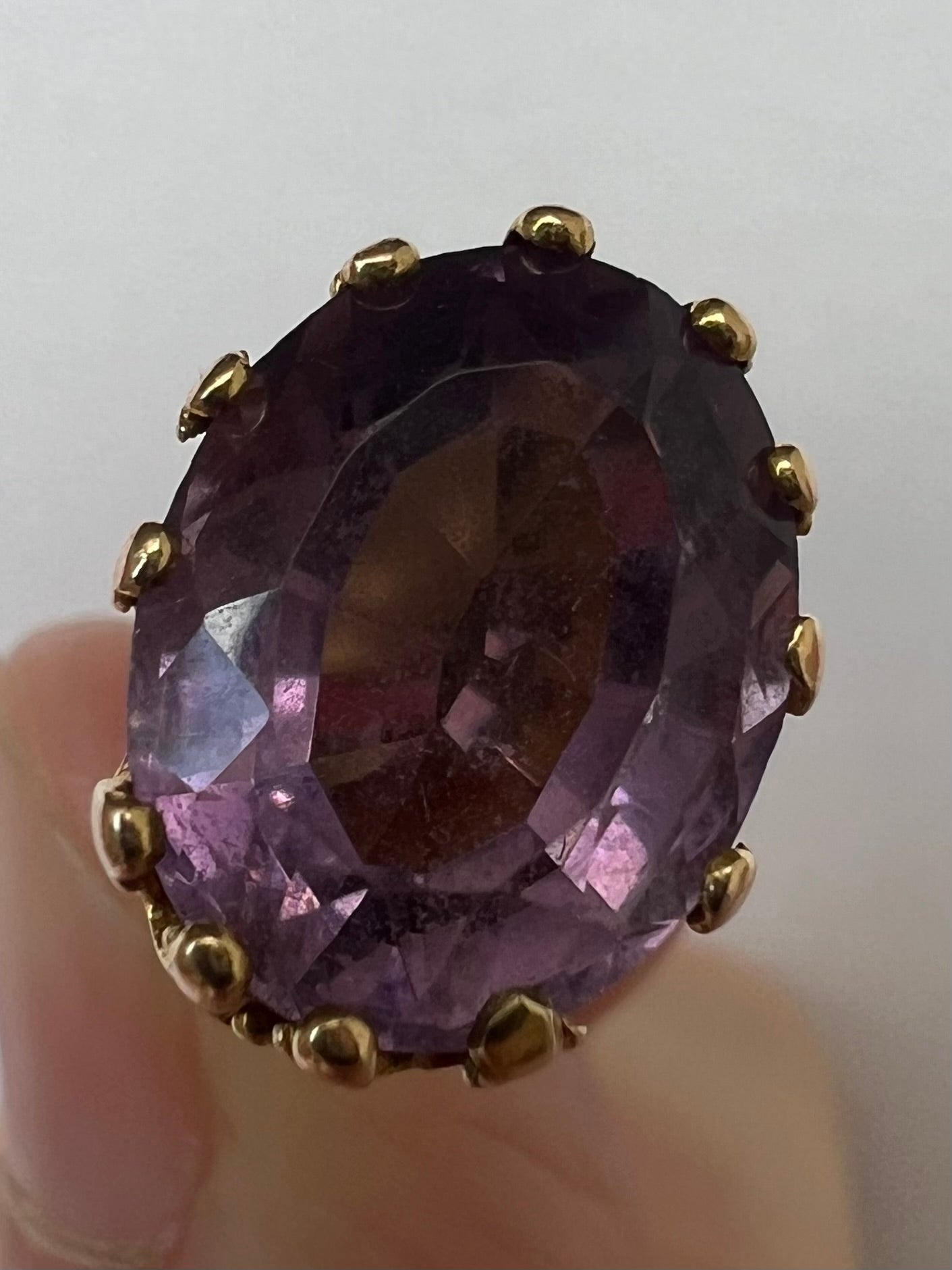 Early Victorian Small Amethyst Rose and Yellow Gold Watch Fob Pendant