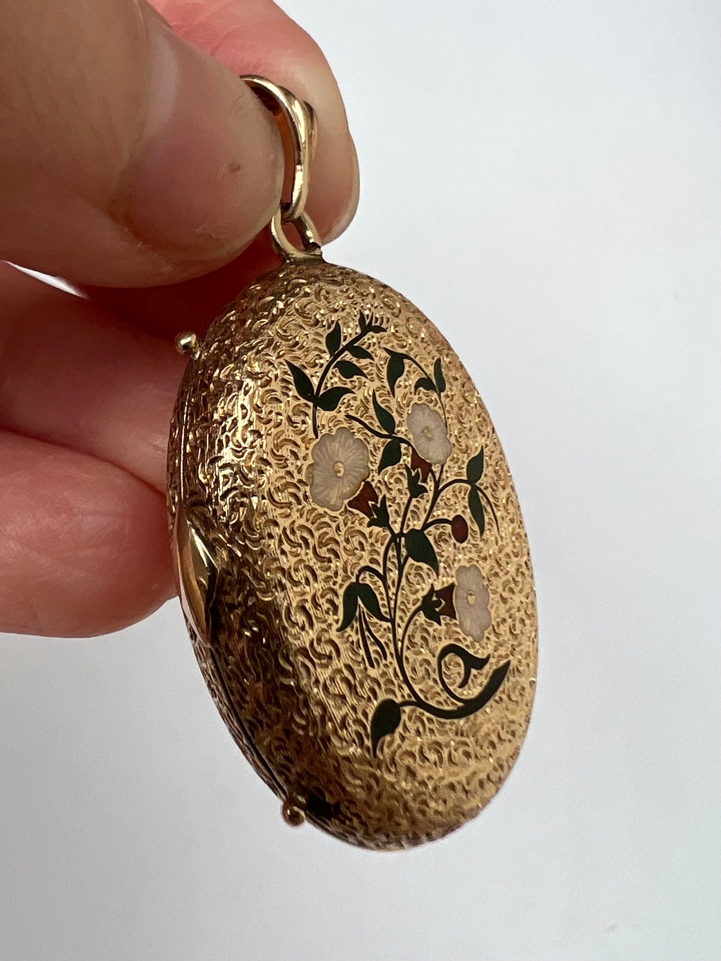 Swiss Gold & Enamel Flowers Night and Day Antique Locket