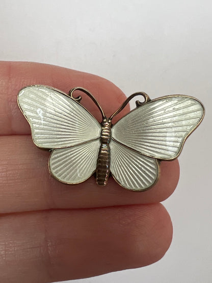 Three Norwegian Silver Enamel Butterfly Brooch Pins