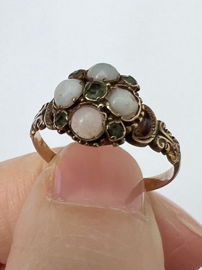 1863 15ct Gold Opal Quatrefoil Ring