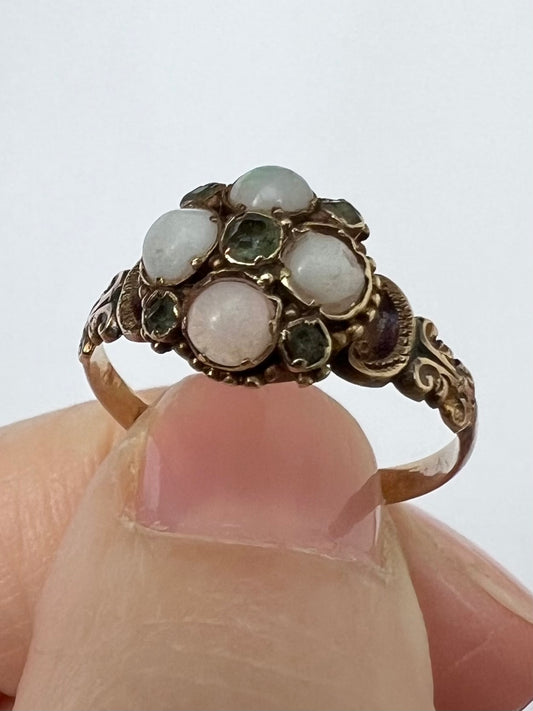 1863 15ct Gold Opal Quatrefoil Ring