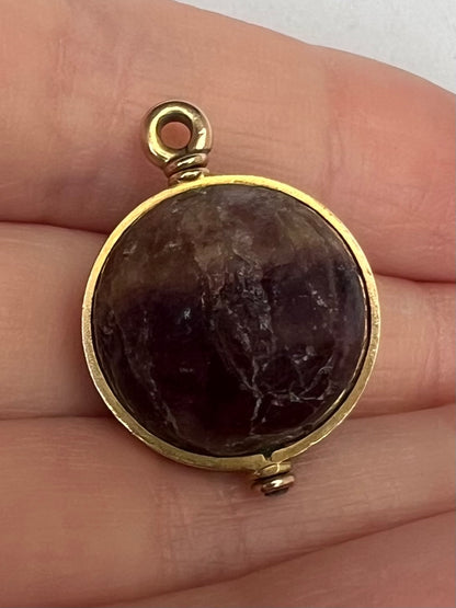 Blue John Derbyshire Feldspar Antique Gold Orb Talisman Pendant